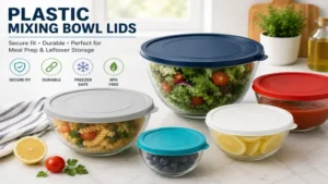 Plastic mixing bowl lids with secure fit for meal prep and leftover storage