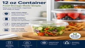 Reusable 12 oz container for organizing food safely in the refrigerator.