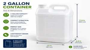 2 gallon container showing its size and dimensions
