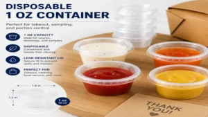 Disposable 1 oz container ideal for takeout sauces and sample portions