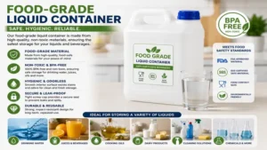 Food-grade liquid container ideal for safely storing drinking water and food liquids