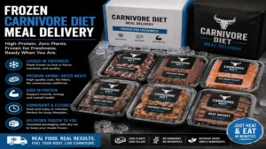 Frozen carnivore diet meal delivery with convenient high-protein meals that stay fresh until ready to heat.