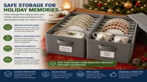 china storage bins for protecting holiday dinnerware and seasonal china collections
