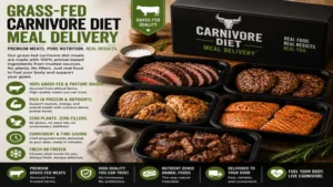 Grass-fed carnivore diet meal delivery featuring premium-quality beef and nutrient-rich animal-based foods.