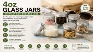4oz glass jars with a compact design for travel-sized storage and crafts