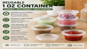 Reusable 1 oz container made for food prep, cosmetics, or craft supplies