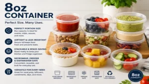 Set of reusable 8oz container options for meal prep, pantry organization, and food storage
