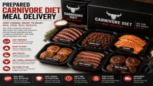 Prepared carnivore diet meal delivery with chef-cooked meat meals ready to enjoy at home in minutes.
