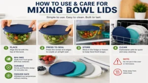 Stackable mixing bowl lids providing convenient organization and space-saving kitchen storage