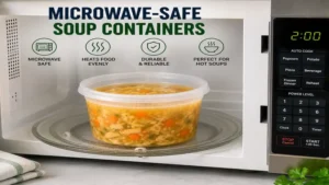 Plastic soup containers that are microwave safe for reheating soups and stews